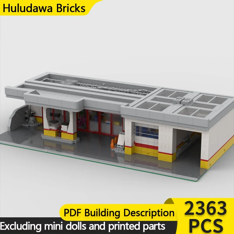 

City Street View Model MOC Building Bricks Large Gasstation Modular Technology Children Holiday Gifts Assemble Toys Suit