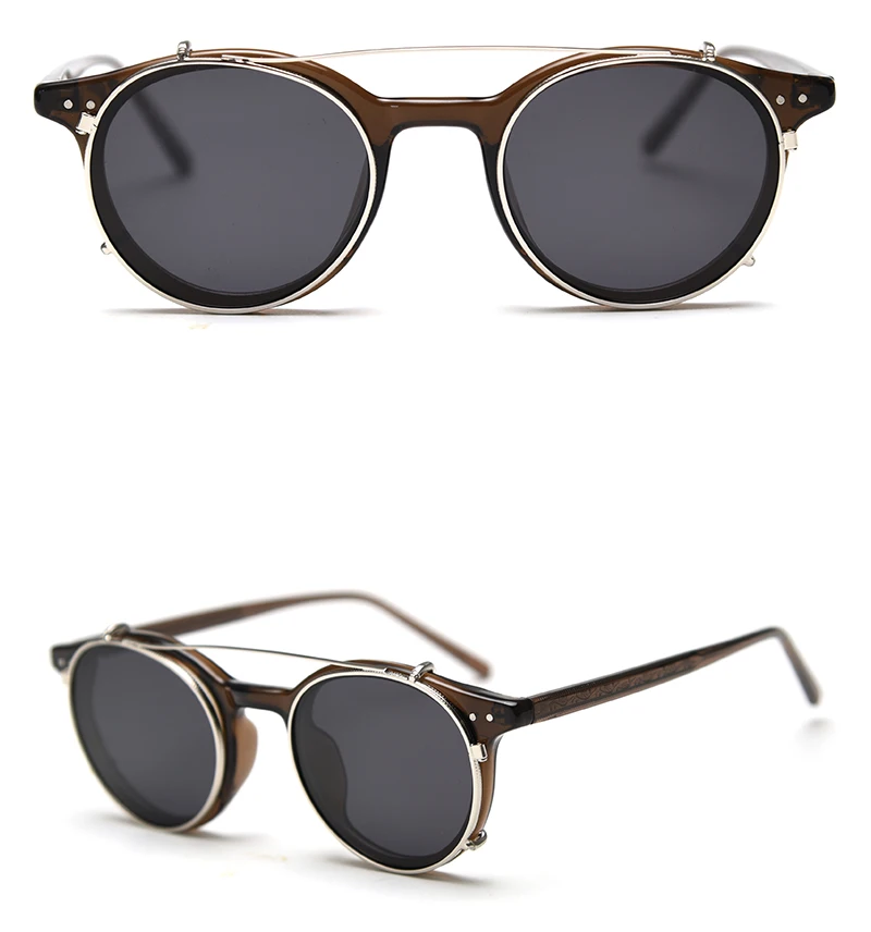 Kachawoo Polarisierte Clip-On-Sonnenbrille für Herren, TR90-Rahmen, Schwarz, Grün, Leopard, Retro, ovale Brille, Damen, UV400, abnehmbare Linse – Detail 5