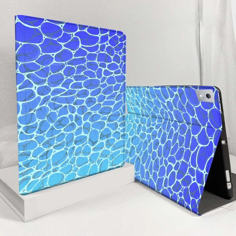 

Cartoon Blue Wavy Pattern Case For Lenovo Pad Legion Xiaoxin Tab Y700 K10 M10 P11 3rd Pro GT Plus Gen 5G Tablet