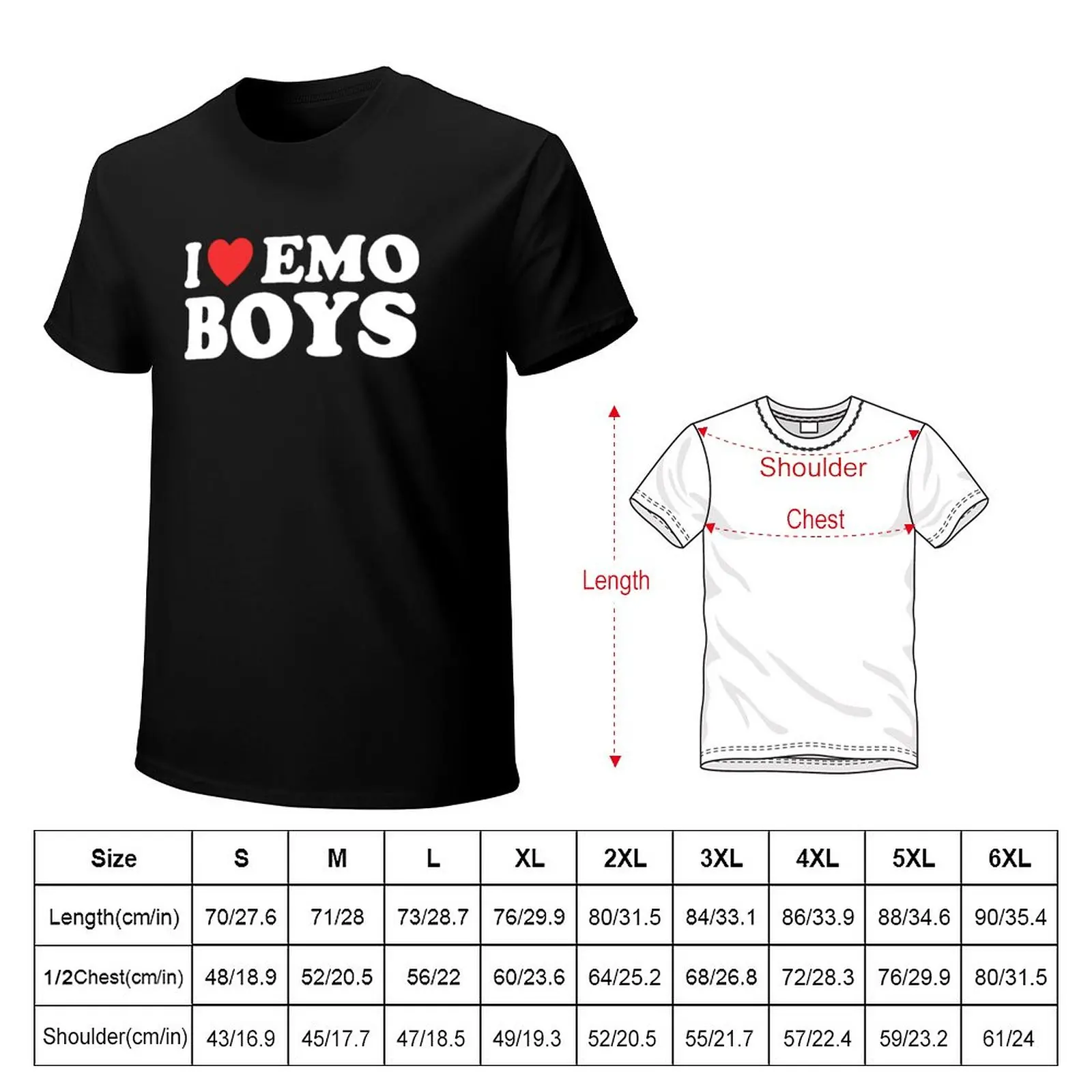 I heart emo boys emo girls Egirl Eboy T-Shirt kawaii clothes sublime t shirt black t shirt Men's long sleeve t shirts