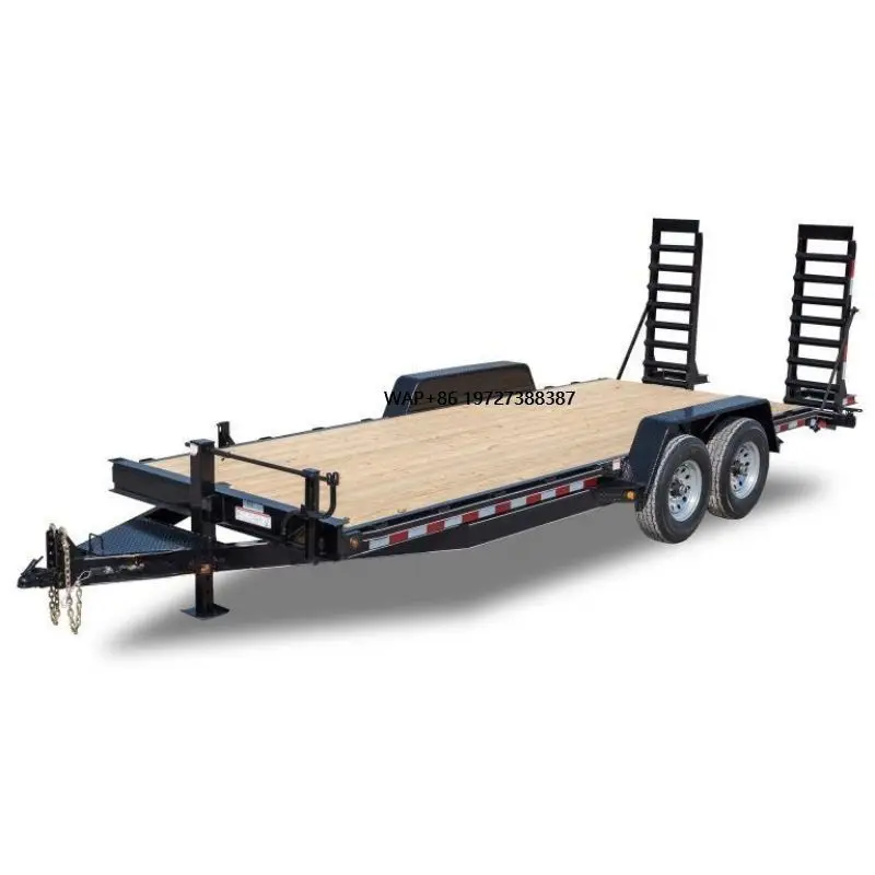 Heavy Duty Flatbed Utility Trailer 16ft-20ft Steel Deck Tandem Axle with Ramps for Sale