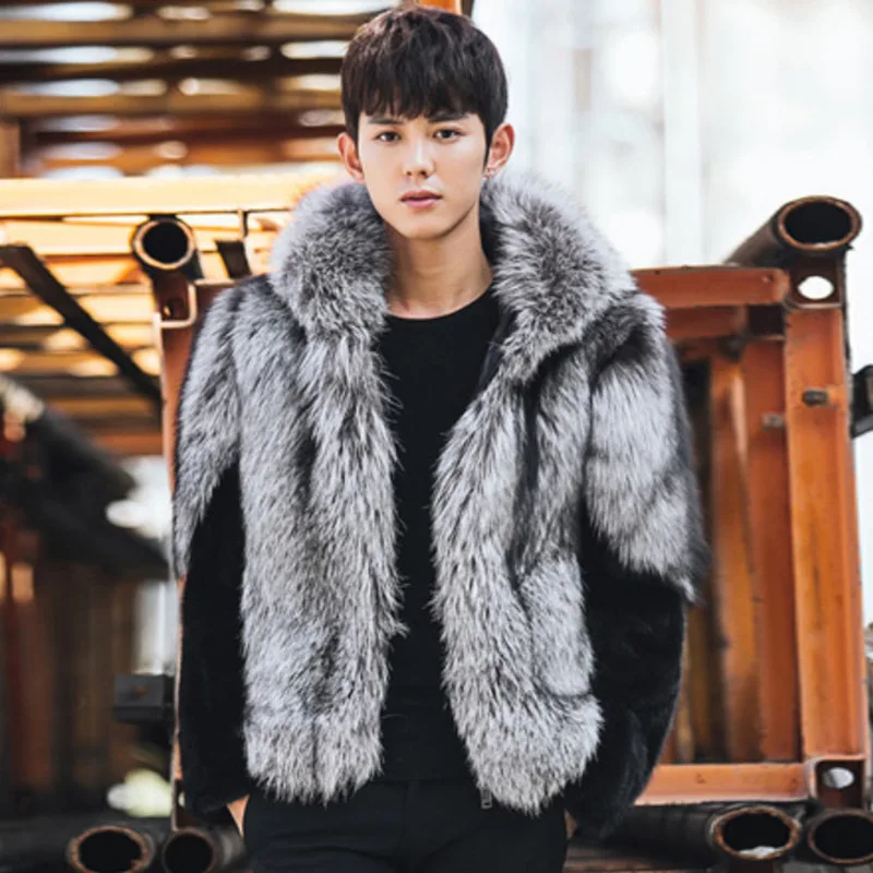 

Long Sleeve Zipper Hooded Faux Fur Coat Men Luxury Brand Designer Clothing Thick Warm Winter Jackets Business Outerwear Snowsuit