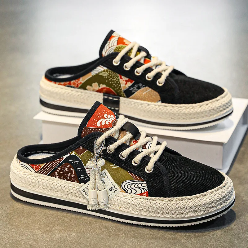 

Mens Half Slippers Summer Slip-On Casual Shoes Comfortable Flat Lightweight Walking Shoes Breathable Sneakers Lazy Shoes