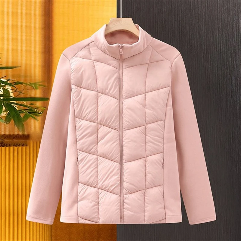 معاطف مبطنة بالقطن مبطنة من الصوف المرقعة خفيفة الوزن بسحاب وجيوب سترة رياضية للخريف والشتاء للنساء #2