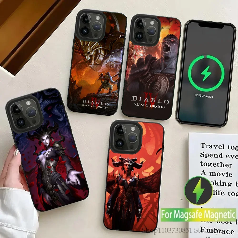 Diablo 4 Game Phone Case Strong Magnetic For IPhone 15 14 13 Pro Max 11 12 Mini Alex Mirror For Magsafe