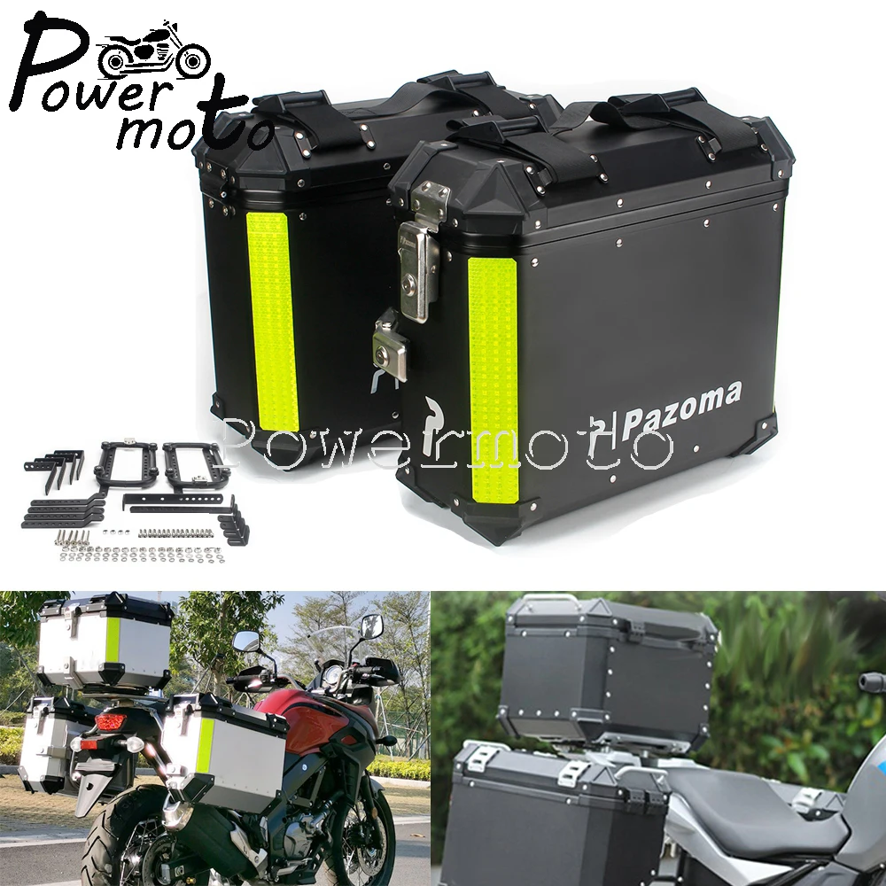 

Motorbike 2x 36L Motorcycle Aluminum Side Boxes Side Case w/ Mounting Bracket for Kawasaki Suzuki Yamaha Honda BMW R1200GS