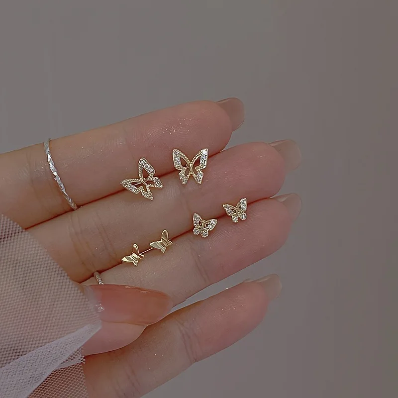 Fairy-like Butterfly Stud Earrings Set Minimalist Mini Ear Care Cartilage Studs Niche Design Earrings For Women