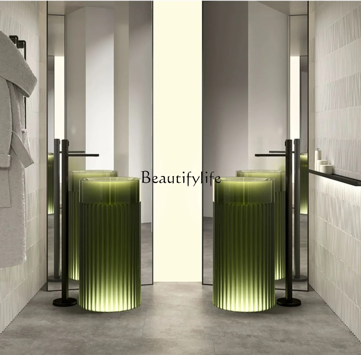 

z.*Column basin art transparent washbasin floor-to-ceiling washbasin
