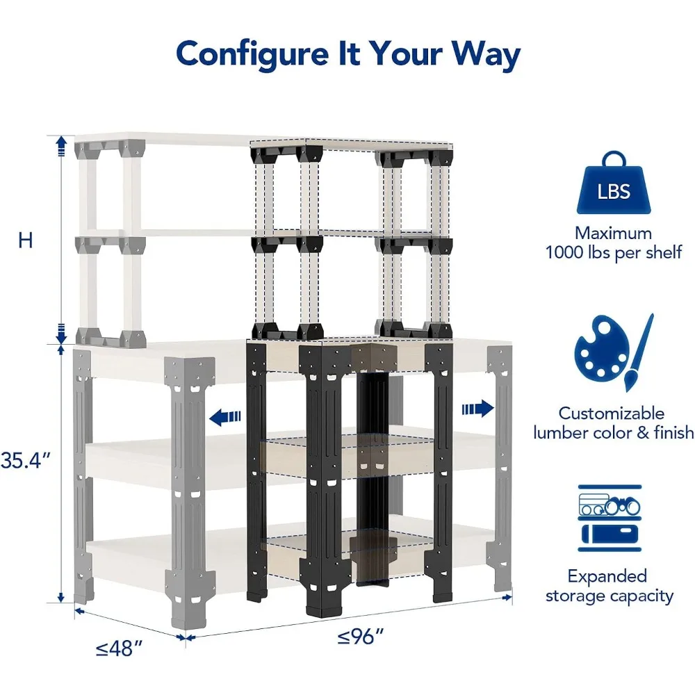 طقم أرجل منضدة فولاذية عالمية لرفوف تخزين المرآب ومنضدة العمل القابلة للتخصيص، متوفر بأحجام وألوان مختلفة