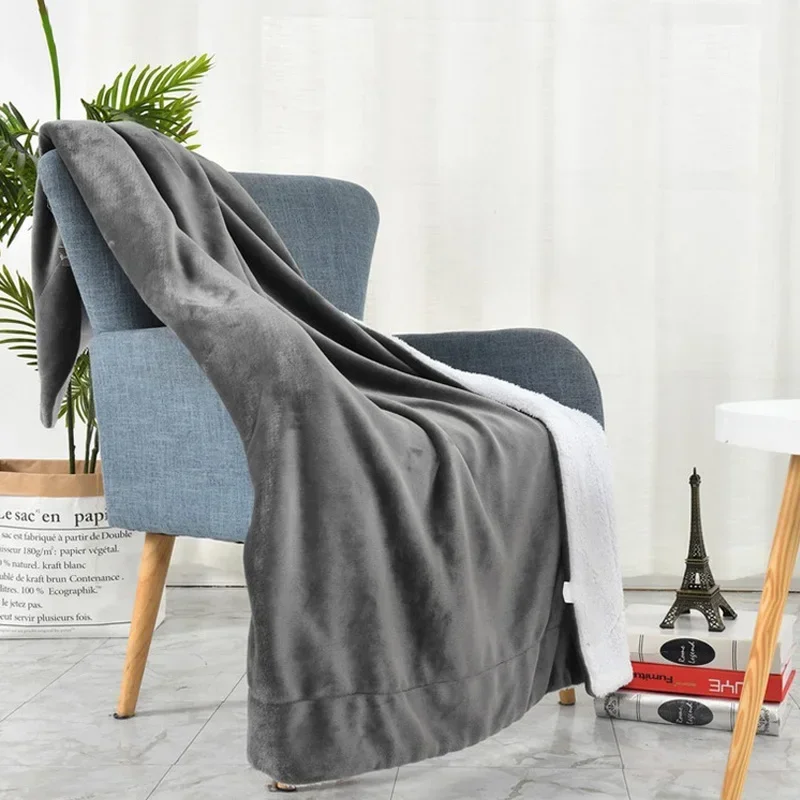 ผ้าห่มสองชั้นหนาผ้าห่มขนแกะปะการังขนแกะแกะอัพเกรดหอพักนักเรียน Flannel ผ้าห่มระดับไฮเอนด์