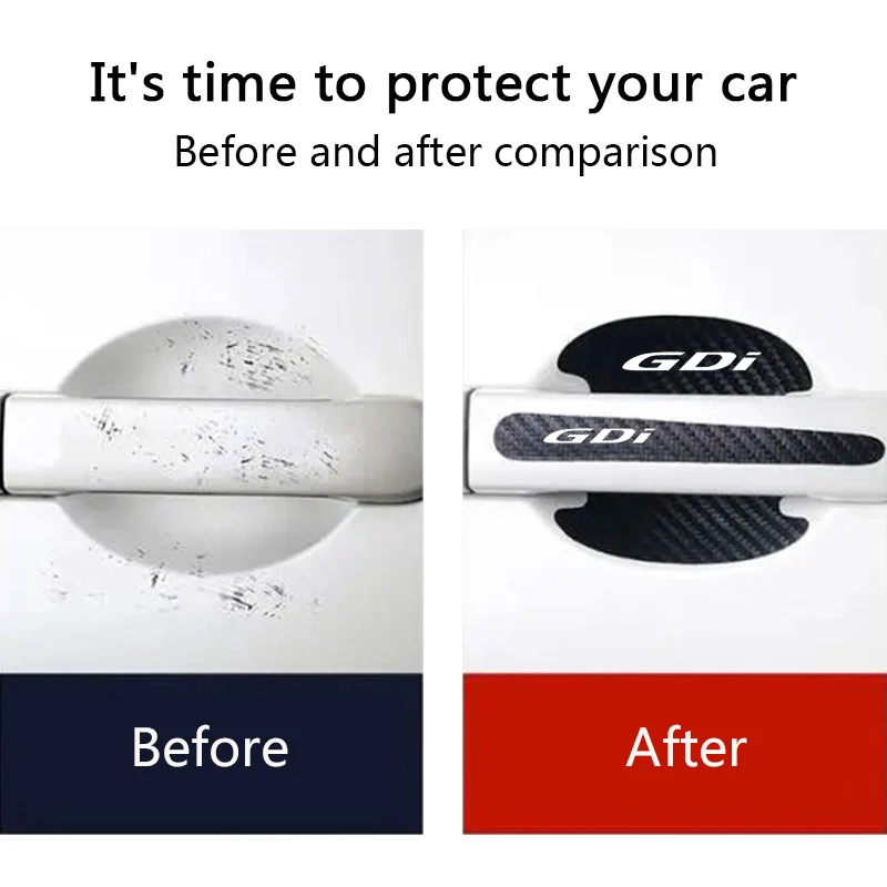 Door Bowl Car Stickers Cover for Hyundai GDI Logo Tucson Getz Sonata Veloster Elantra I30 I20 IX35 I40 Carbon Fiber 8PCS Decals