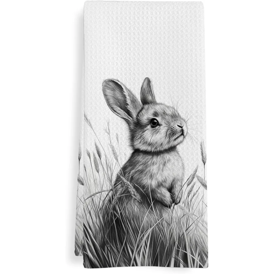 

Vintage Easter Bunny Kitchen Towels Easter Bunny Decor Farmhouse Bunnies Dish Tea Towels for Kitchen Retro Bunny Rabbit Decorat