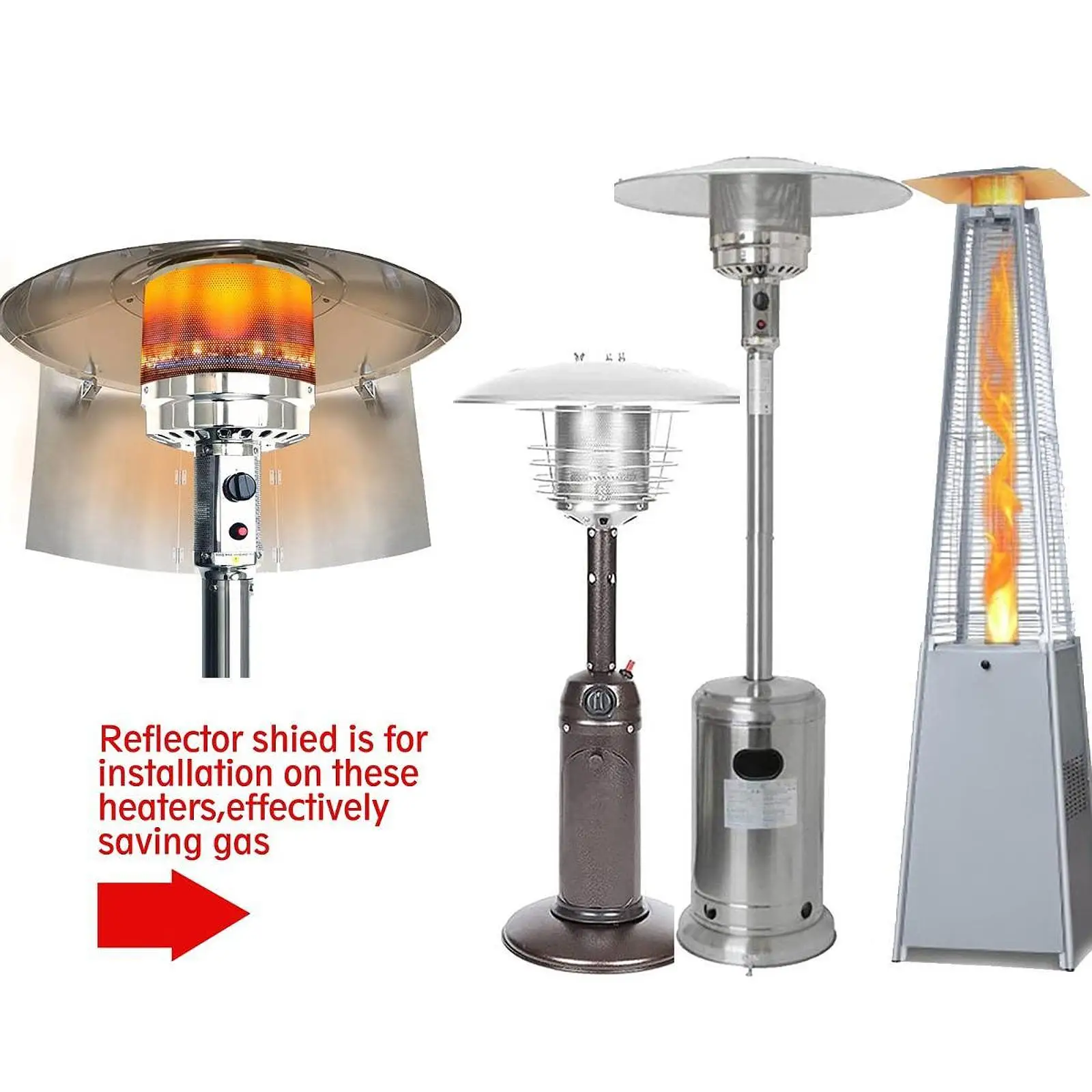 Propane Heater Reflector Shield Aluminum Alloy Windshield Sturdy Heat Deflector Focusing Attachment for Terrace