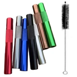 5pcs Random Aluminum Metal Tube Hose Tube colorful Pen Style Smoking Accessories With 1pcs Cleaning Brushes