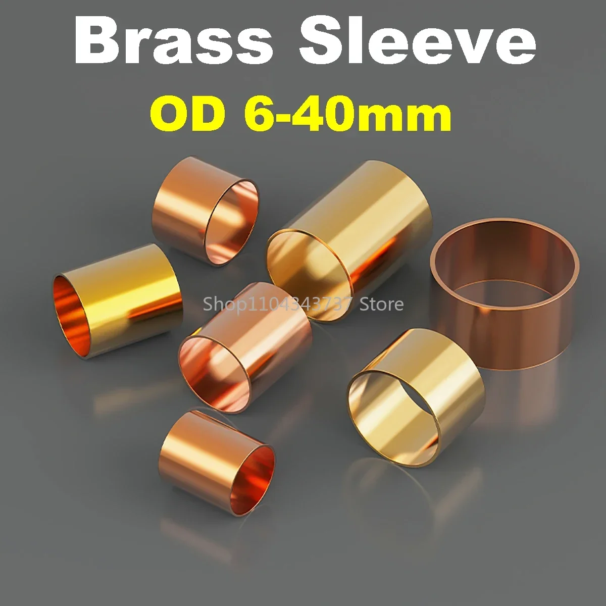 2Pcs Brass Sleeve Base Bushing Wall Thick 1mm OD 6/8/9/10/12/14/16/18/20-40mm Bearing Sleeve for Slide Block Length 6-50mm