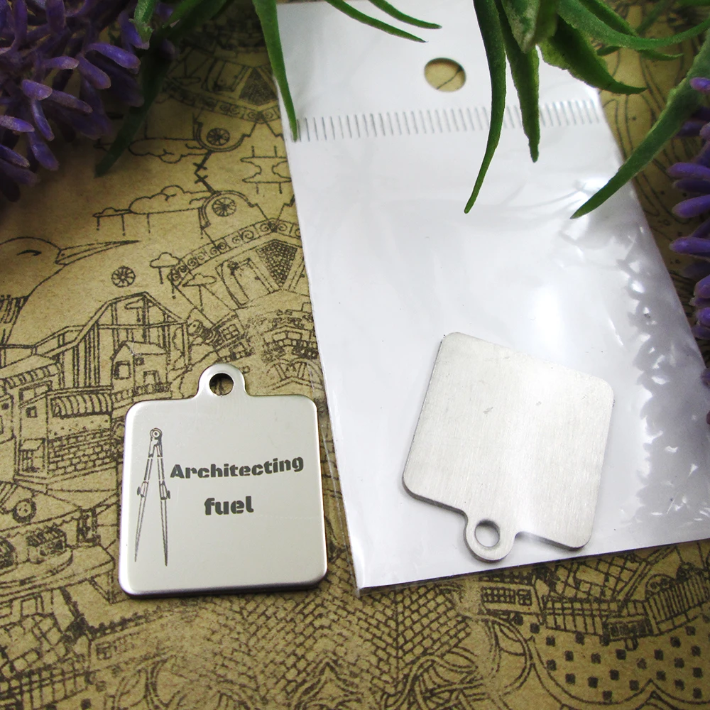 

10pcs/lot " Architecting Fuel"Stainless Steel Charms Pendant For Jewelry Making DIY Findings Accessories Wholesale