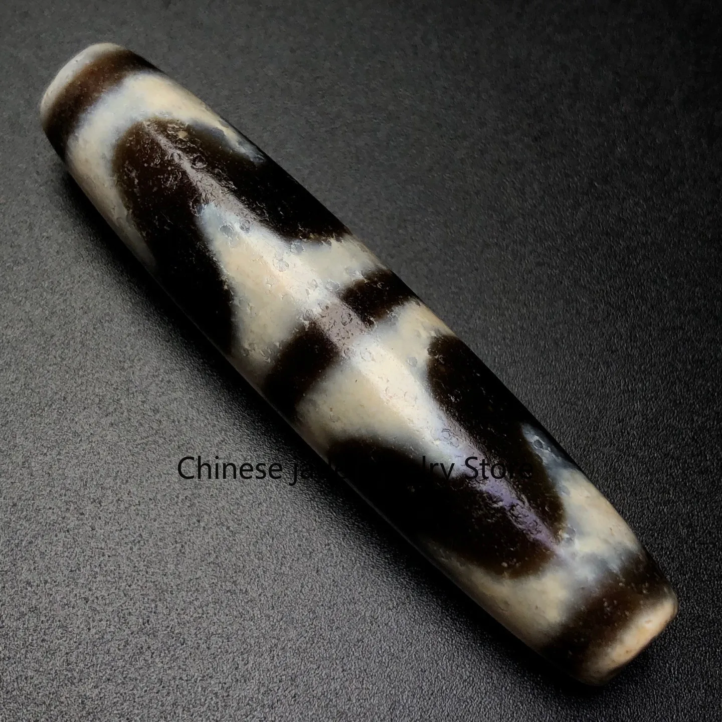 Rare Tibetan Buddhism Agate Tiger Tooth Dzi Bead Amulet Necklace Pendant G5992