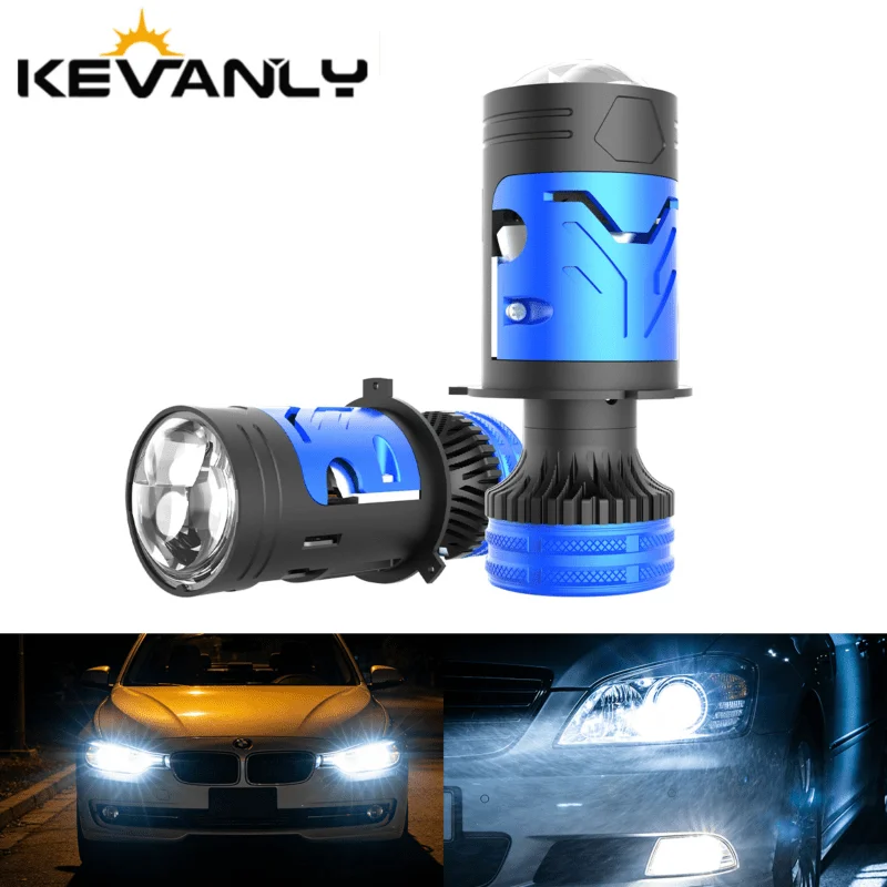 

2 шт. H4 LED линзованные фары с мини-линзой, двойной медной трубкой, CANBUS, 4575 CSP, Hi/Lo Beam, белый свет 6500K, с турбовентилятором, LED лампа, Plug and Play