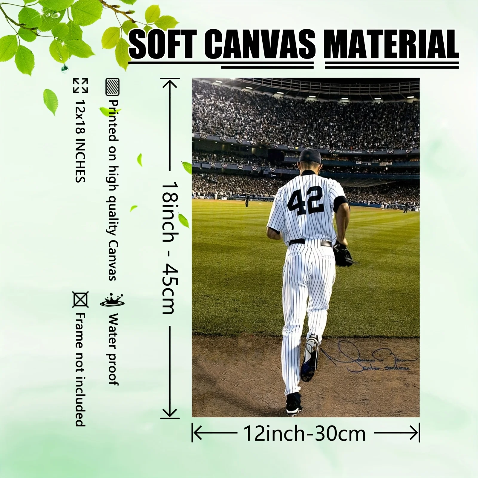 Baseball Legend Canvas Poster 12x18 – Frameless Sports Wall Art Inspired by Mariano Rivera, Motivational Decor for Bedroom