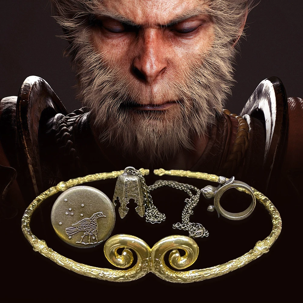 Black Monkey King Wukong Mythical Ornament Game Periphery Handmade Necklace Ring Badge Gold Hoop Sun Wukong Collection