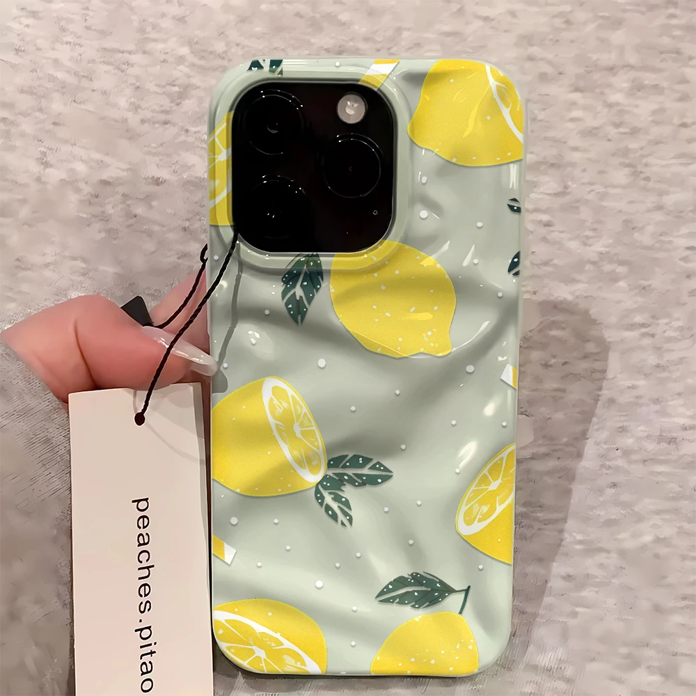 Para iphone 16 15 14 13 12 11 pro max caso dos desenhos animados limão padrão capa para iphone 17 pro max macio tpu funda