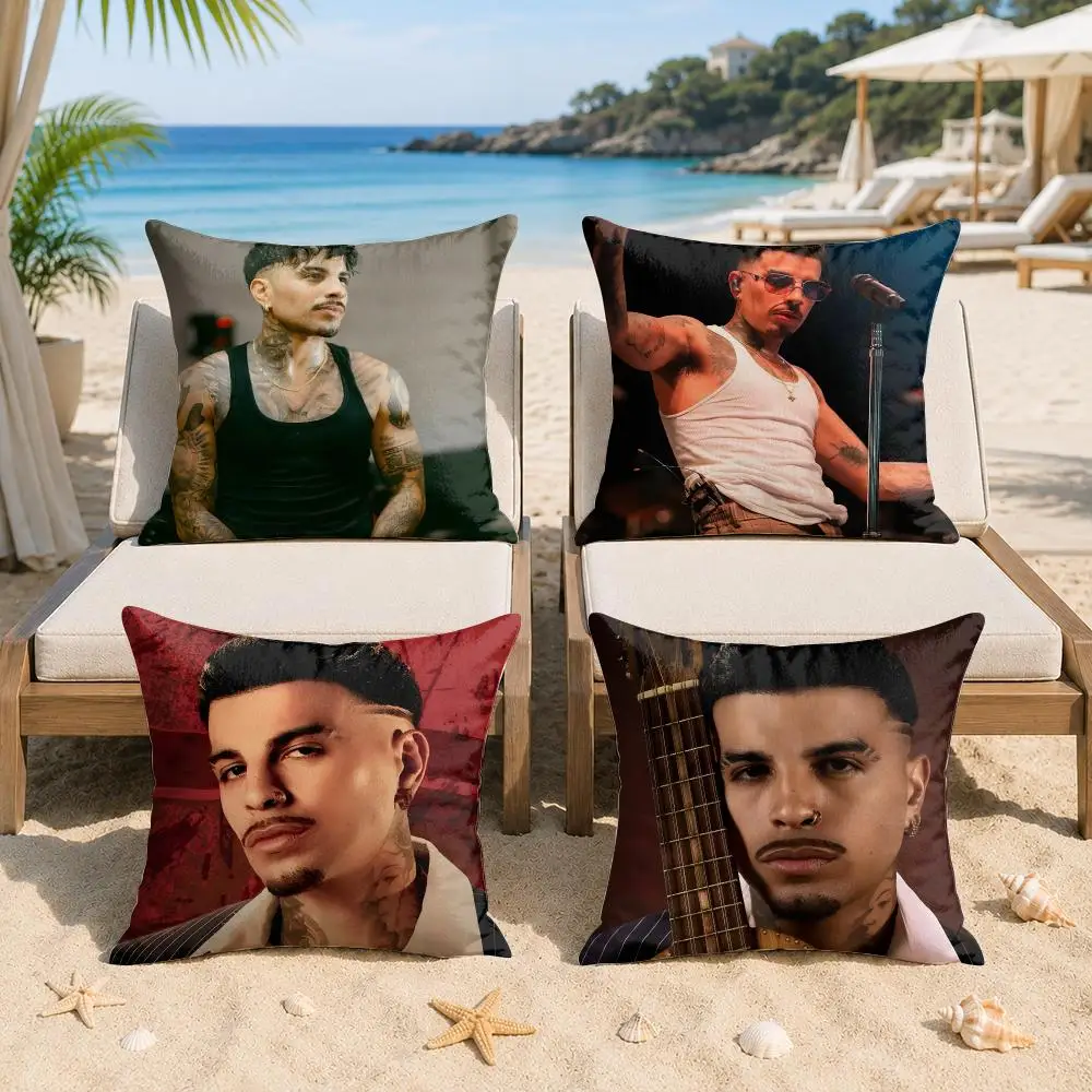 Rapper Singer R-rauw Alejandro Cushion Cover Silky Short Plush Invisible Zipper Dustproof Sofa Pillow Case For Home Decor