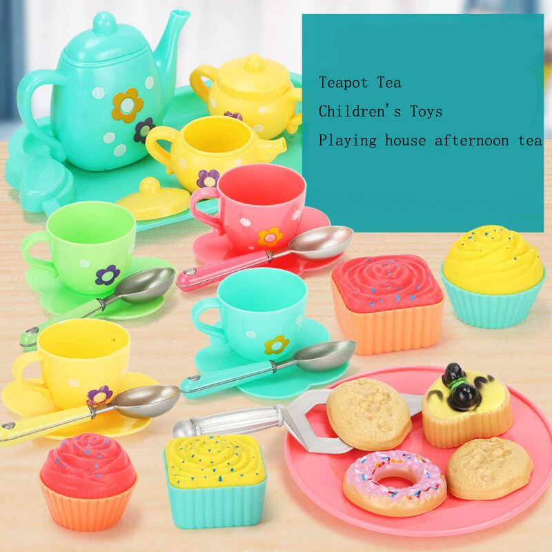 Teiera pomeridiana per bambini, tazza da tè, set da tè, cucina per ragazze, set di giocattoli per giocare a casa, regalo di compleanno per bambini, plastica
