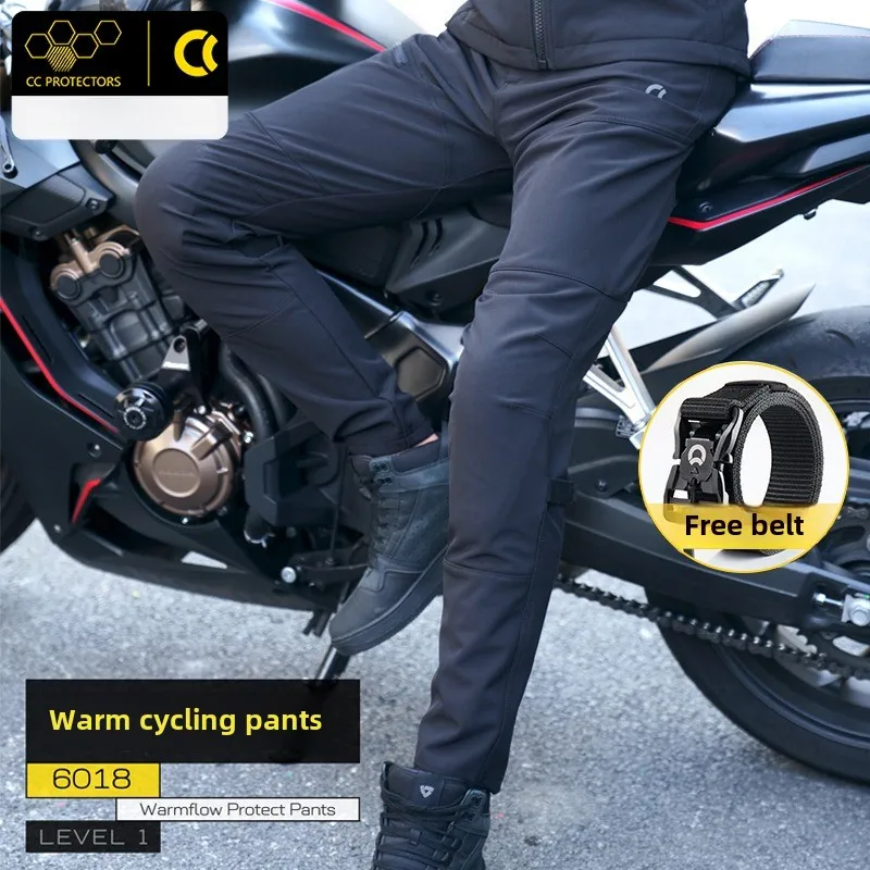 CC Motorcycle Riding Pants for Men and Women Warm Windproof Fleece Overalls with Built-in Protective Motorcycle Winter Clothing