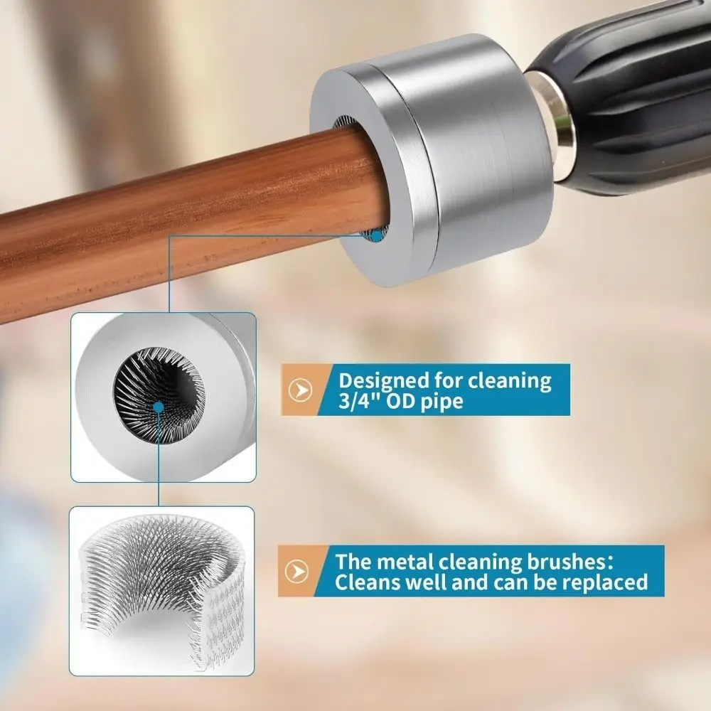 

Durable Metal Cleaner Brush 22mm Rust Removal Pipe Cleaning Full-Metal Silver Electric Drill Accessories Copper Tube