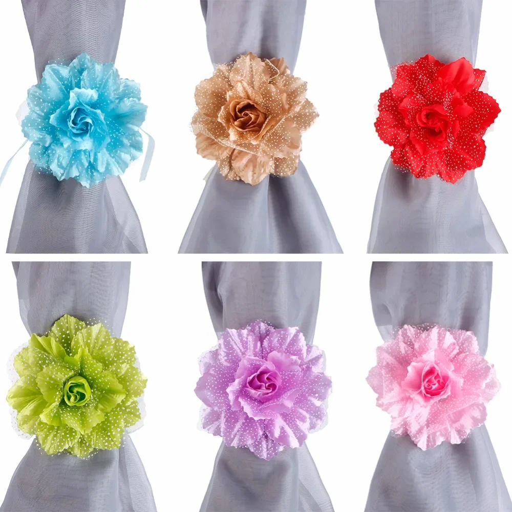 Flowers Curtain Tieback Holder Tie Backs Drape Panel Sheer Strap Decoration Home Decor Curtain Decorative Accessories for Rome