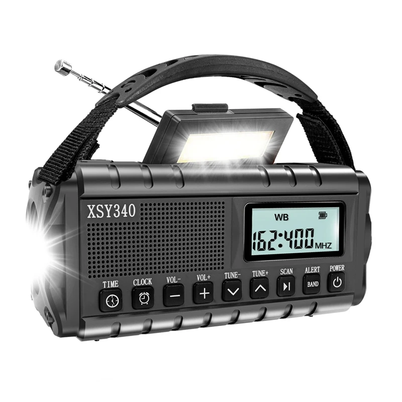 

Emergency Radio, Hand Crank Radio, AM FM NOAA Weather Alert Radio, Solar Radio, Reading Lamp, SOS Alarm, Phone Charger