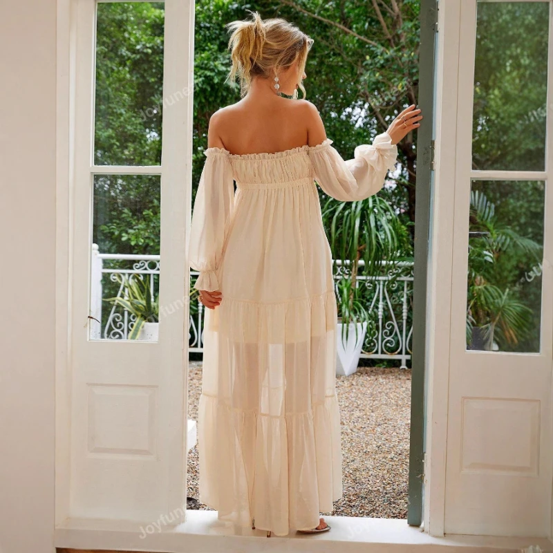 2026 New European and American Pregnant Women's Dress with One Collar Evening Dress and Large Split Skirt for Pregnant Women