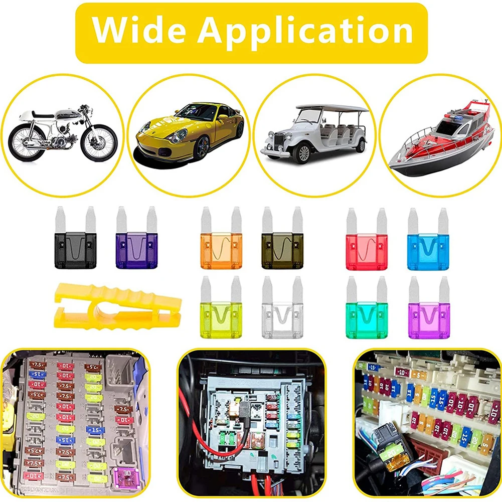 Automotive Fuse Amplifier Colorful Car Fuse Assortment Set 12V-24V Transparent Shell for Cars Trucks SUVs Campers for Household