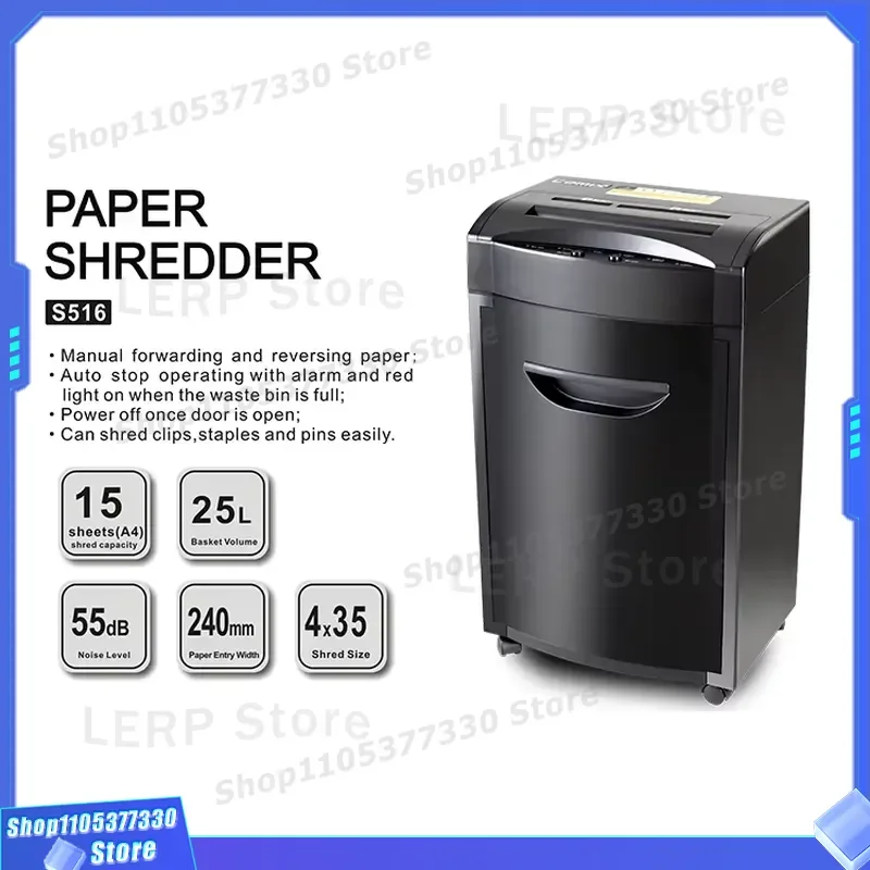 Automatic Cross Cut Paper Shredder for Office Home Use Plastic Body Electric CD Card Crusher Normal Capacity Simple Design