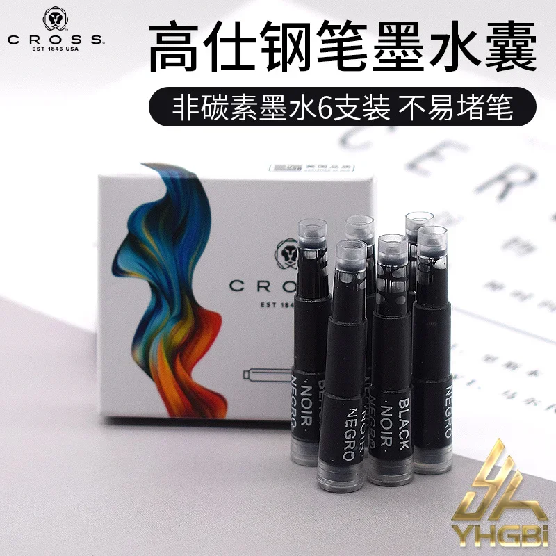 

US CROSS Replaceable Disposable Ink Tank Ink Bag Non Carbon Pen Supplement 6 Pack Portable CR-BL-B/CR-BK-B/CR-BB-B