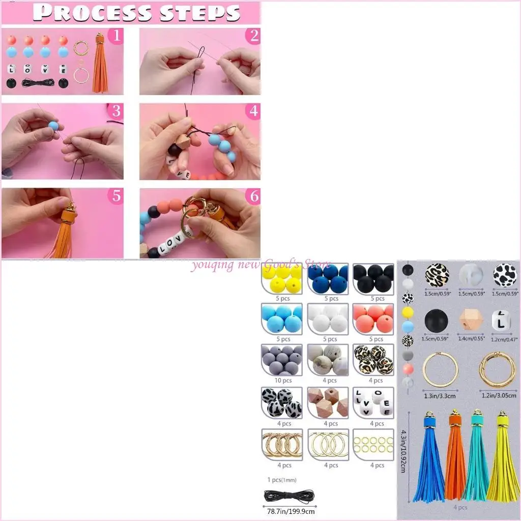 

57QA Loose Silicone Beads Making for Keychain Jewelry DIY Crafts Making