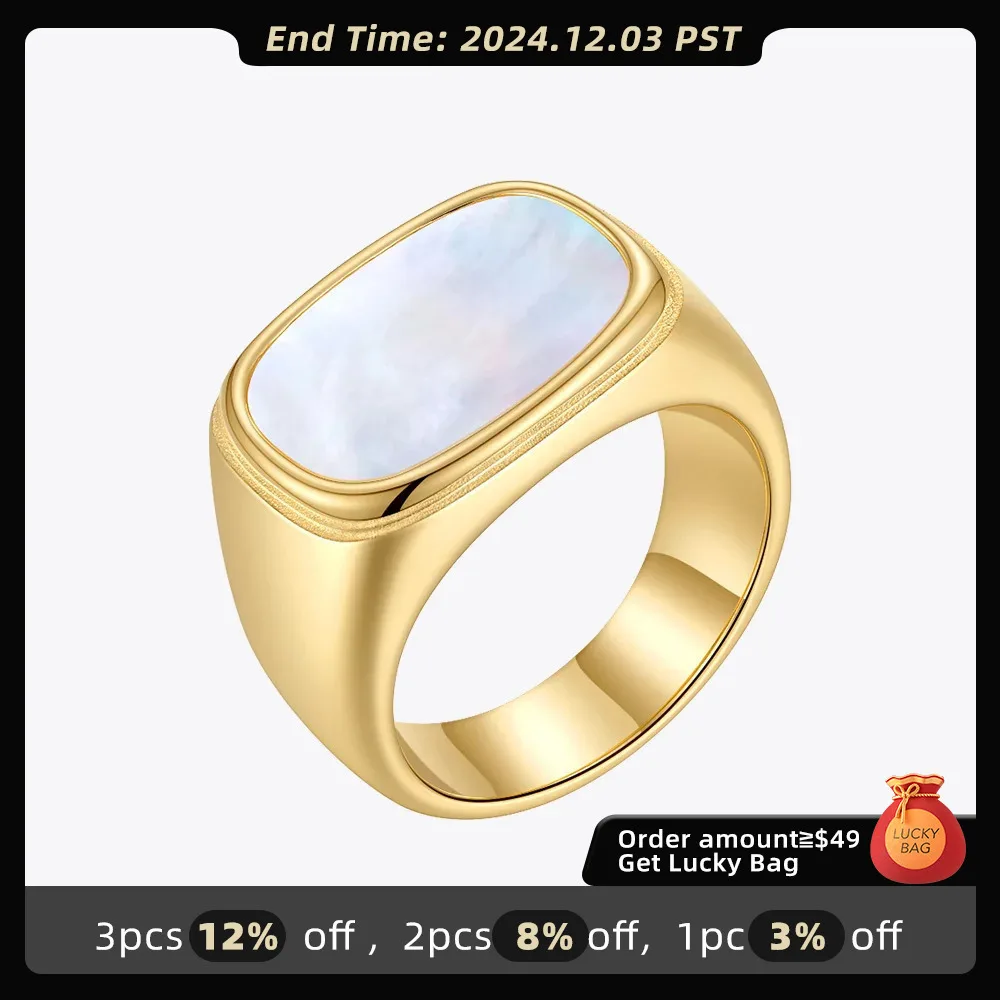 

ENFASHION Aesthetic Wide Shell Ring Gold Color Rings For Women Fashion Jewelry Epoxy Stainless Steel Anel Masculino Gift R214144