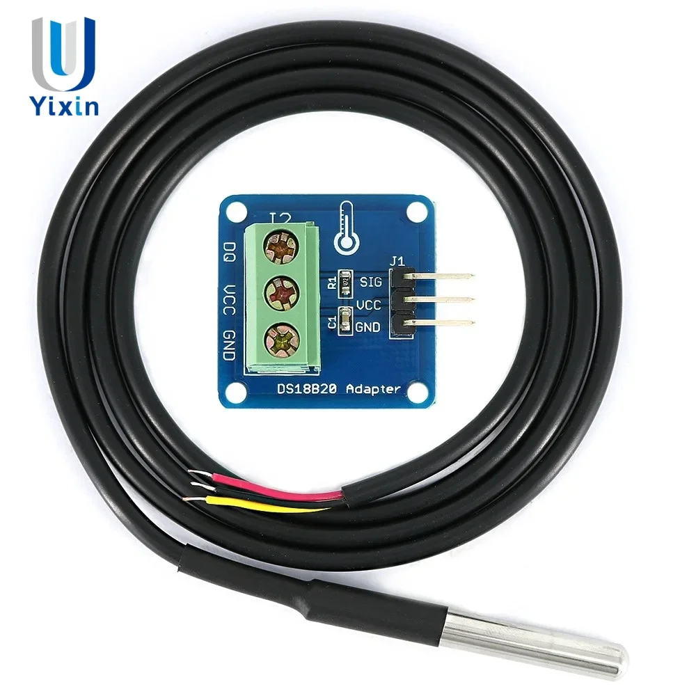 Kit de módulo de Sensor de temperatura DS18B20, Cable de Sensor Digital resistente al agua de 100CM, adaptador de Terminal de sonda de acero inoxidable PLR Arduino