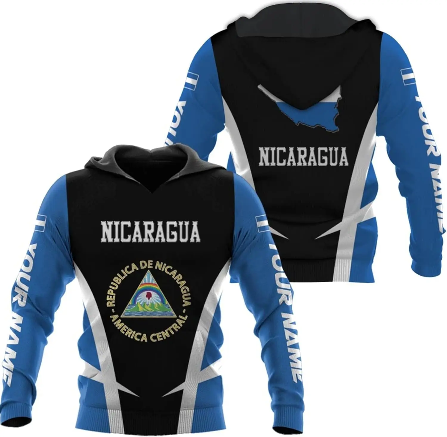 Personalized Nicaragua Flag Badge 3D Print T-shirt Men's Women's Casual Sweatshirt Harajuku Streetwear Nicaragua Zip Hoodie