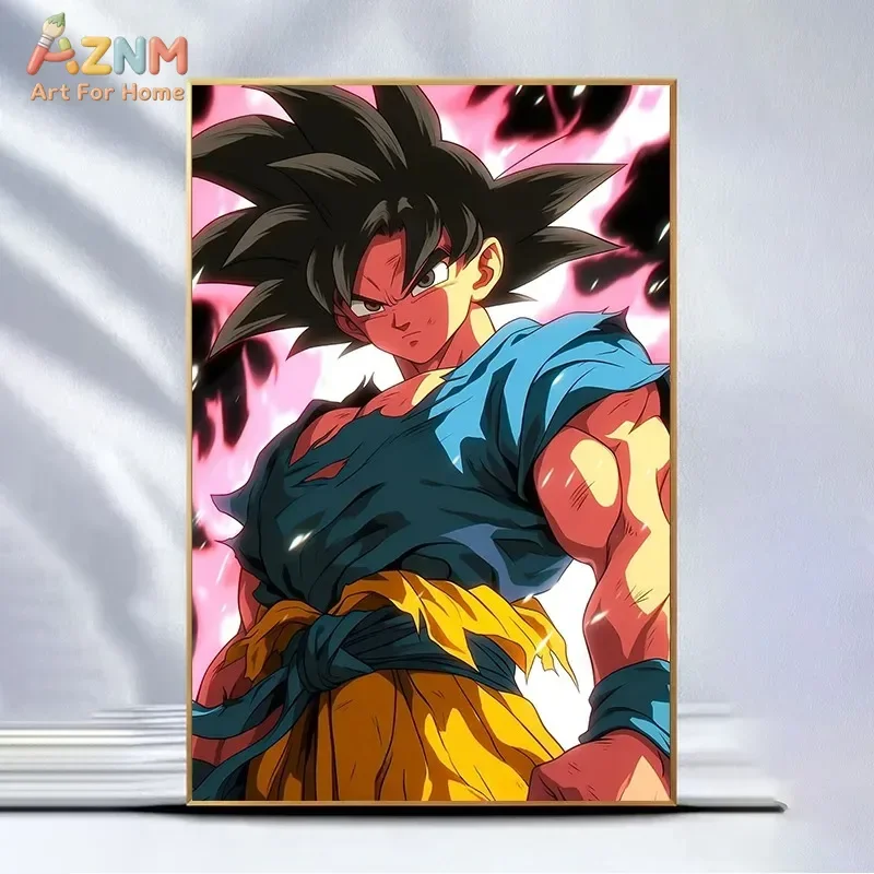 AZNM Dragon Ball Unframed Canvas Print Son Goku Vegeta Ultra Instinct Super Saiyan Blue 4 Shenron Lightning Flame Anime Wall Pos view 3