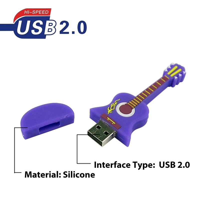 cartoon USB 2.0 cute Musical instrument Guitar Shape Usb Flash Drive 4GB 8GB 16GB 32GB 64GB 128GB fashion Pendrive