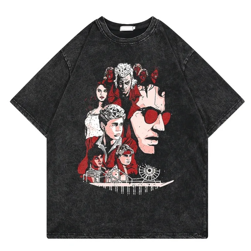 The Lost Boys Vintage Washed Tshirts Men Women 100% Cotton T-Shirt Crewneck Santa Carla Vampires Film Tee Shirt Short Sleeve