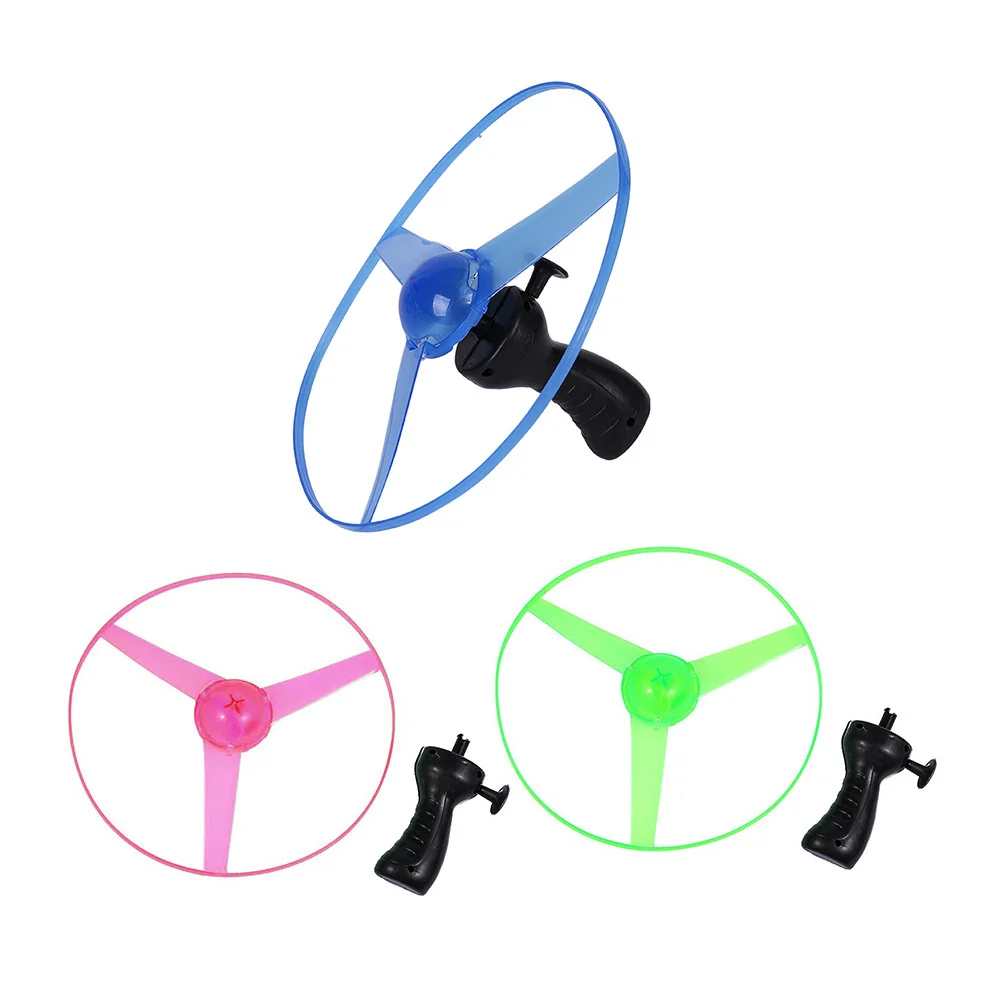 

3 Pcs Flying Disc Toys Glowing Aerial Pull Line UFO Kids Educational Fun Indoor Outdoor Activity Toy Large Saucer