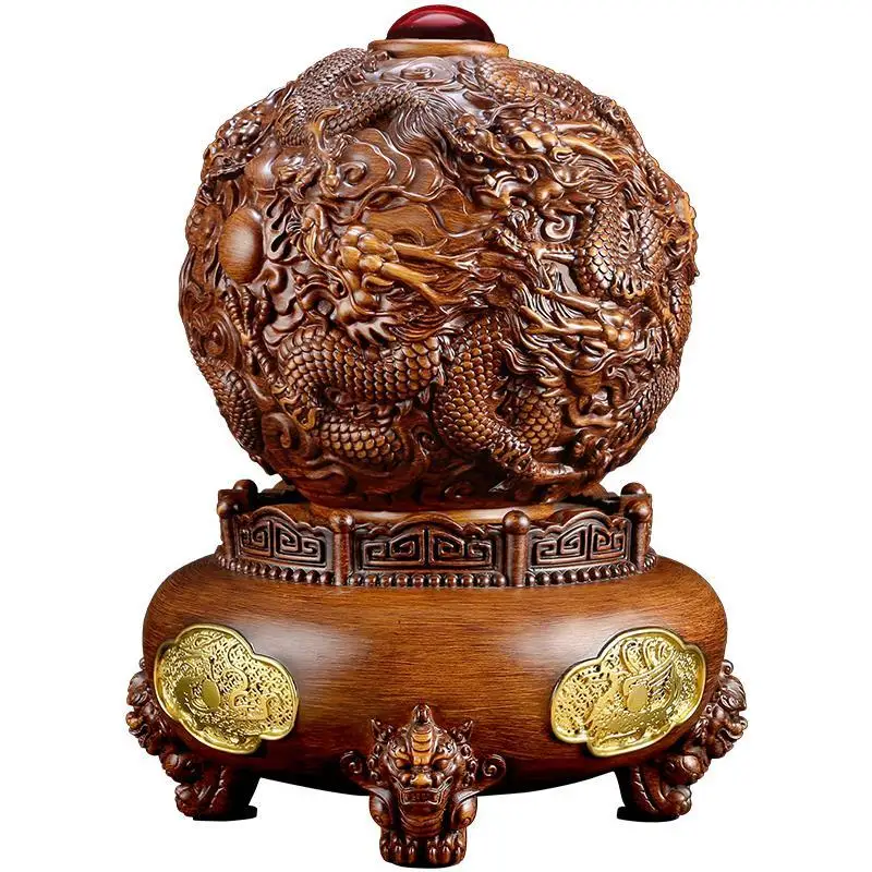 xx-Fortune Dragon Pattern Rotating Art Resin Decoration Livingroom Fengshui Wealth Ornaments Store Office Fengshui Accessories