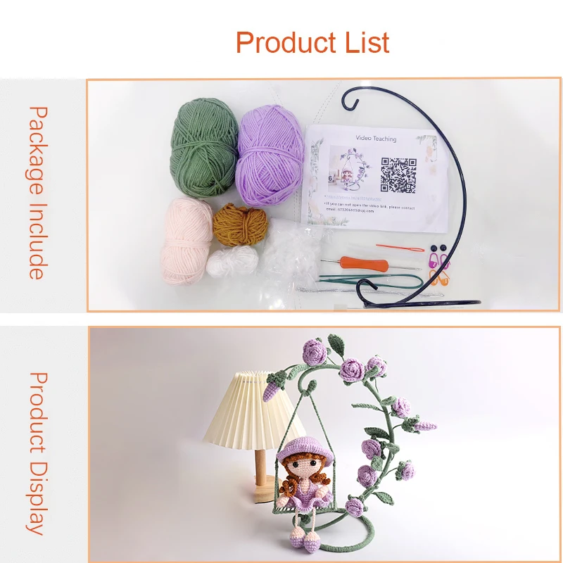 الكروشيه محبوك دمية عدة الخياطة دمية حزمة للمبتدئين الكبار اليدوية DIY بها بنفسك الحرفية الكروشيه لوازم أداة الفتيات هدية عيد ميلاد