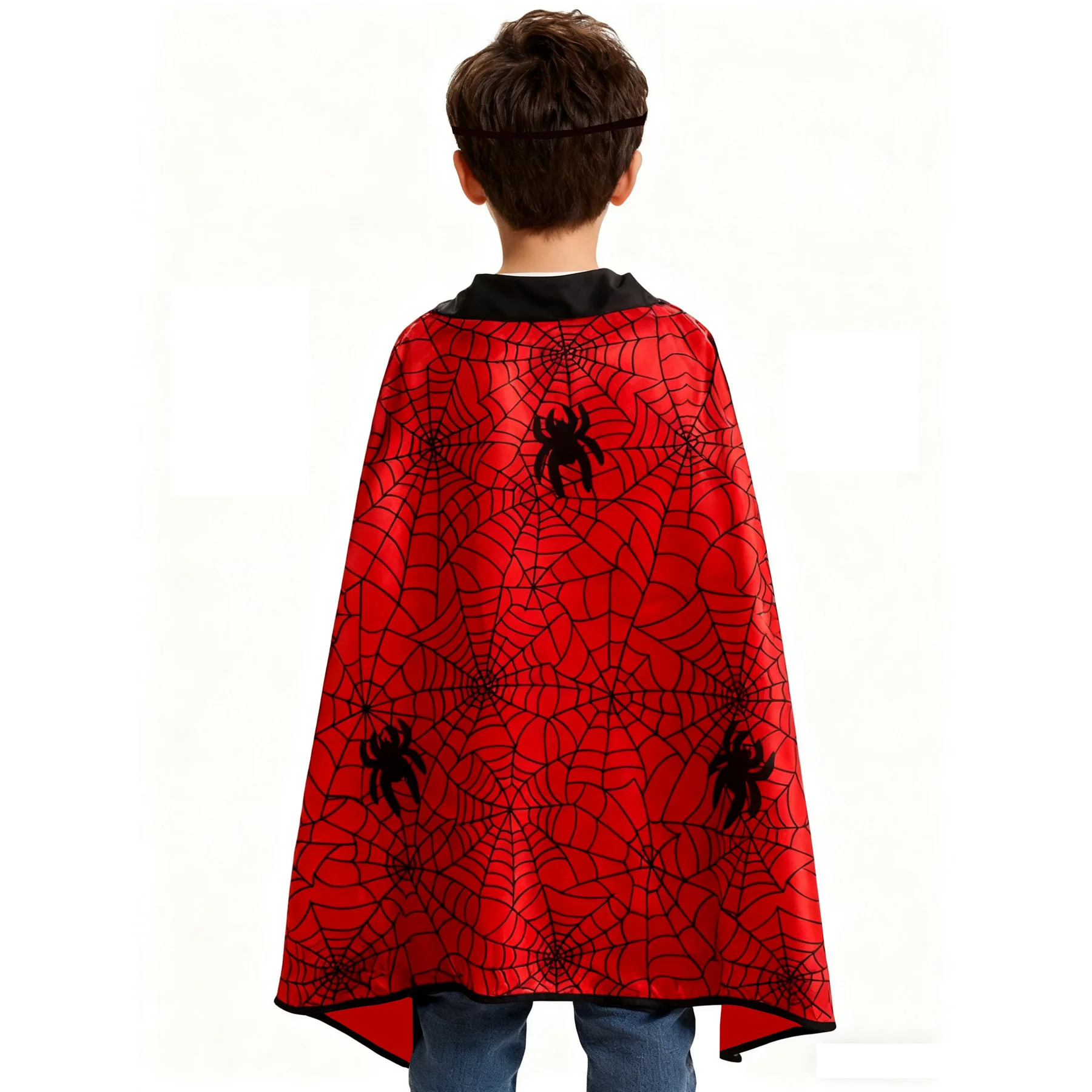 Carnival Kids Boys Spider Cloak Costume Set Super Hero Cartoon Anime Spider Eye Mask Cloak Birthday Party Cosplay Gift Dress Up
