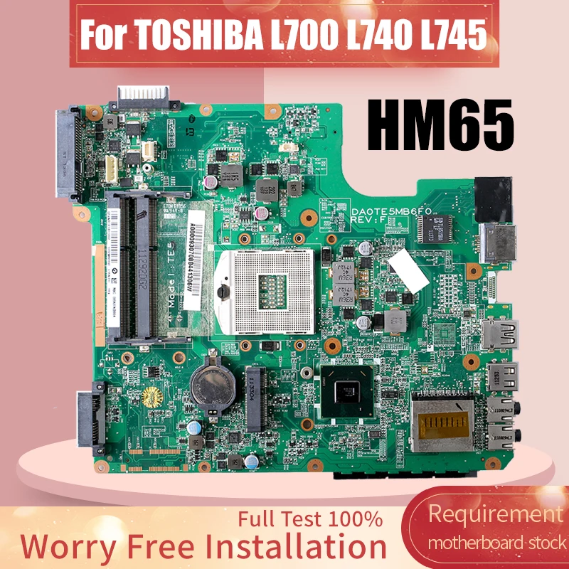 DA0TE5MB6F0 For TOSHIBA L700 L740 L745 Laptop Motherboard A000093070 HM65 Notebook Mainboard