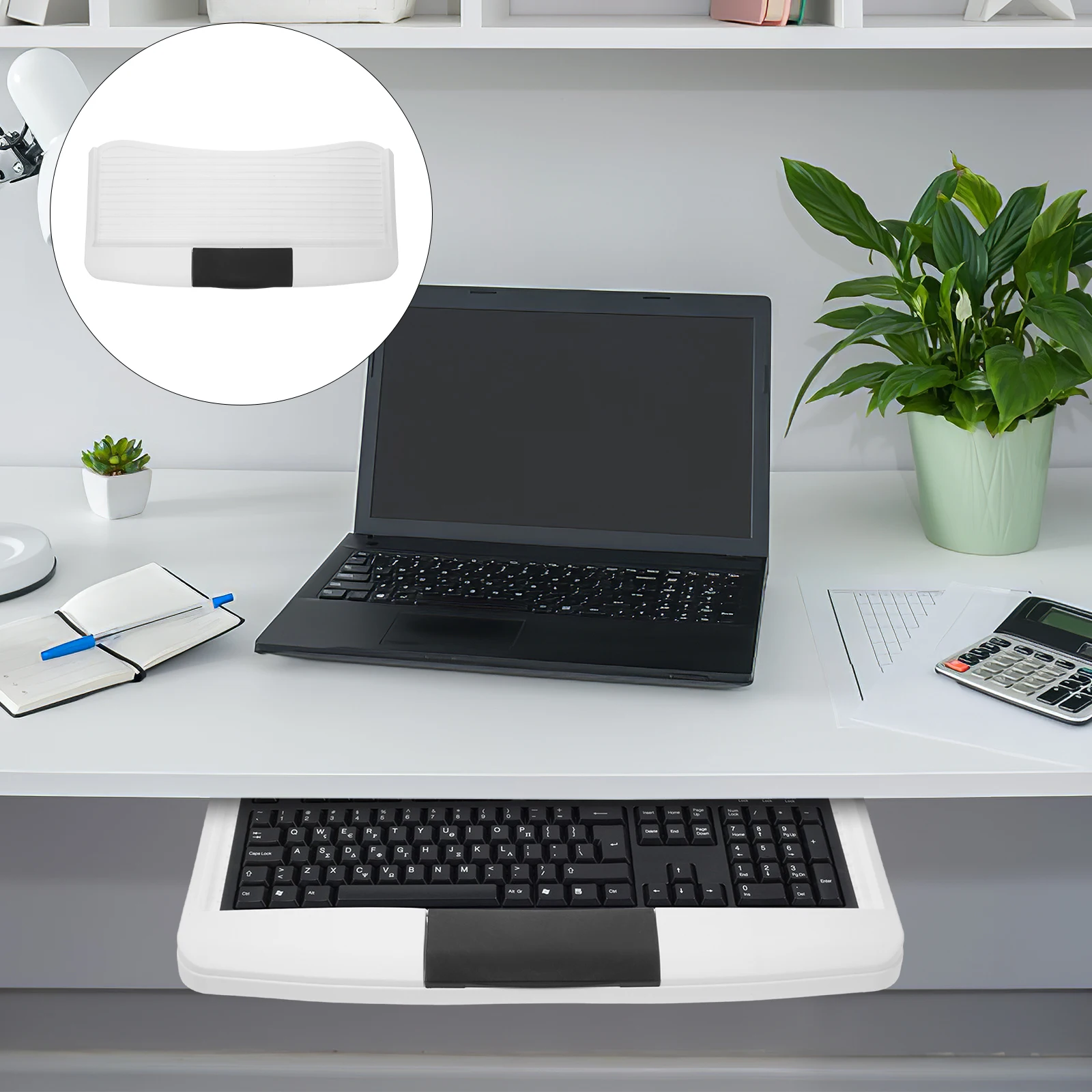 Keyboard Stand Computer Tray Drawer Type Desk Organizer Sliding Track Black Set Ergonomic Design Space Saving Mouse Platform