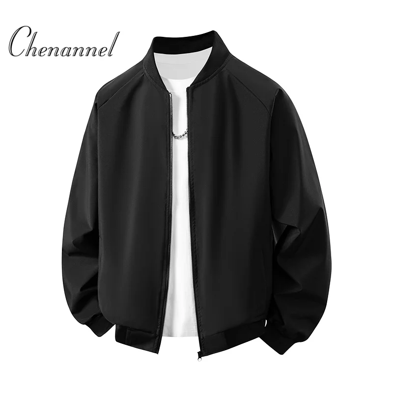 

Мужская куртка, осенняя тонкая бейсбольная форма с длинным рукавом, ветрозащитная куртка, однотонная повседневная куртка на молнии