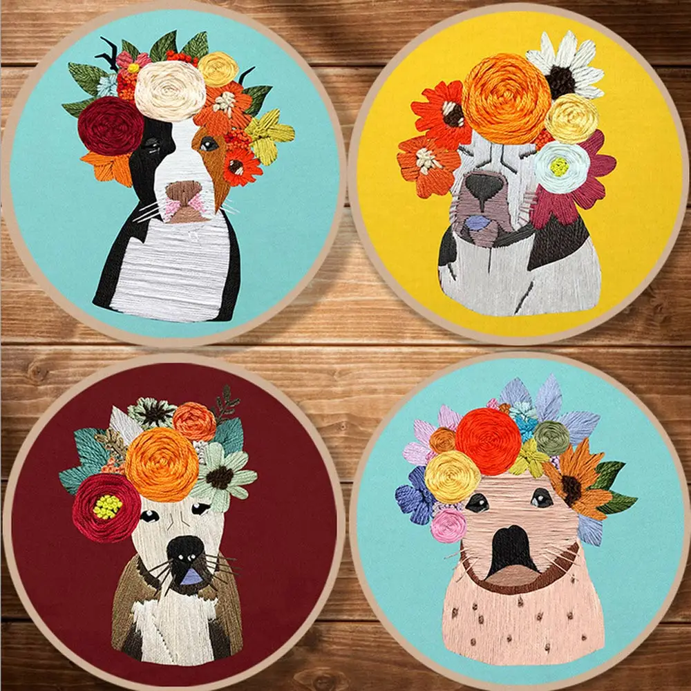 

Unfinished Embroidered Kit Pet Dog Pattern Needlework Sewing Cross Stitch Set Handmade Crafts Decoration Painting